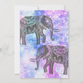 Roze Aqua Black Elephant Bright Tribal Kaart (Achterkant)