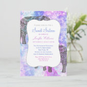 Roze Aqua Black Elephant Bright Tribal Kaart (Staand voorkant)