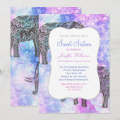 Roze Aqua Black Elephant Bright Tribal Kaart (Voorkant / Achterkant)