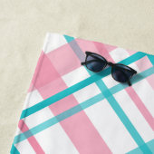 Roze aqua blue pastel plaid patroon aangepaste naa strandlaken (In situ)