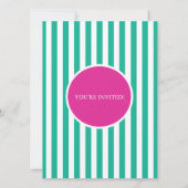 Roze & Aqua Bowling Party Uitnodiging Verjaardag (Achterkant)