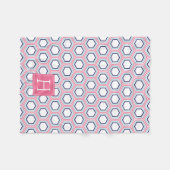 Roze Aqua en Blue Pattern Monogrammed Fleece Deken (Voorkant (Horizontaal))