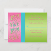 Roze, Aqua en Lime Bloemkaart Kaart (Achterkant)