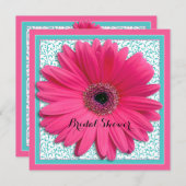 Roze Aqua Gerbera Daisy Bridal Shower Kaart (Voorkant / Achterkant)