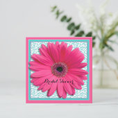 Roze Aqua Gerbera Daisy Bridal Shower Kaart (Staand voorkant)