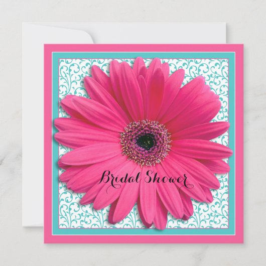 Roze Aqua Gerbera Daisy Bridal Shower Kaart (Voorkant)