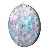 Roze Aqua Harten en Bloemen Dartboard Dartbord (Voorkant Rechts)
