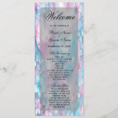 Roze Aqua Harten en Bloemen Wedding Programma (Voorkant)