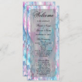 Roze Aqua Harten en Bloemen Wedding Programma (Voorkant / Achterkant)