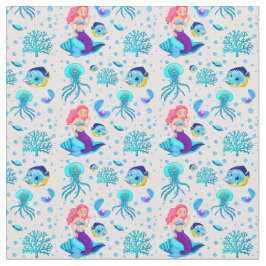 Roze Aqua Mermaid op Seashell Underwater Fish Stof