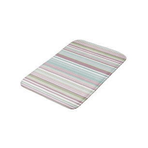 Roze, Aqua, mint, lenteregen en mauve strepen Badmat