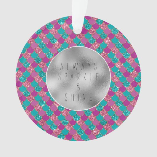 Roze Aqua Mint Zeemeermin Glitz Ornament (voorkant)