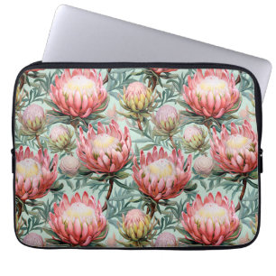 Roze Aqua Protea Bloemen Fynbos Design Laptop Sleeve