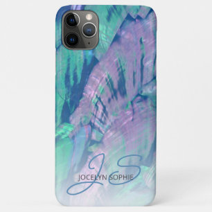 Roze Aqua Turquoise Blauwe Abalone Schelp Patroon iPhone 11 Pro Max Hoesje