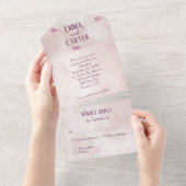 Roze Aquarel Abstract All In One Uitnodiging (Afscheurbaar)