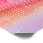 Roze Aquarel Abstracte Aangepaste Oneindige Kalend Poster (Hoek)