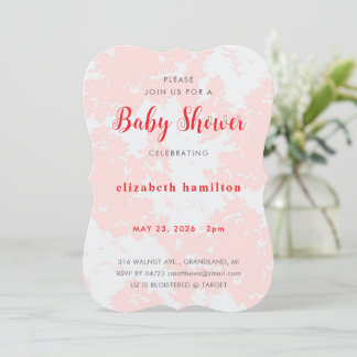 Roze Aquarel Babyshower Uitnodiging