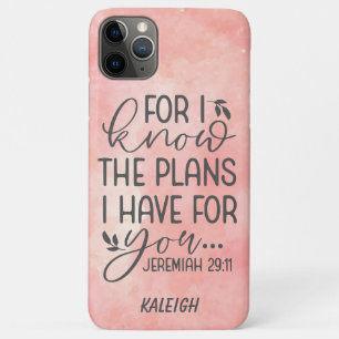 Roze Aquarel Bijbeltekst Ik Ken Plannen iPhone 11 Pro Max Hoesje