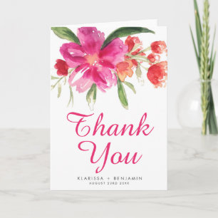 Roze Aquarel Bloem Boeket Bedankkaart II