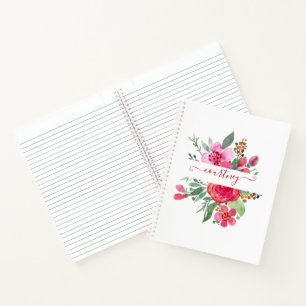 Roze aquarel bloem persoonlijk  notitieboek