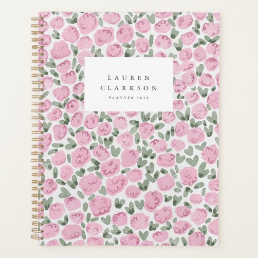 Roze Aquarel Bloem Planner (Voorkant)
