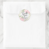Roze Aquarel Bloemen en Witte Glitters Ronde Sticker (Tas)