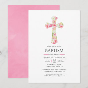 Roze Aquarel Bloemendoop of Doop Kaart