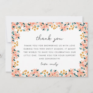Roze Aquarel Bloemetuin Baby Shower Bedankkaart