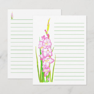 Roze Aquarel Bloemige Gelinieerde Notitiekaarten Notitiekaartje