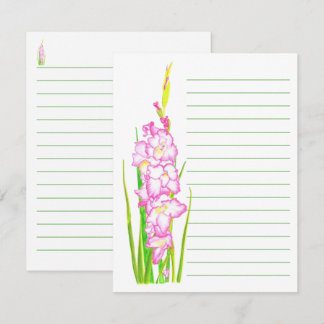 Roze Aquarel Bloemige Gelinieerde Notitiekaarten Notitiekaartje