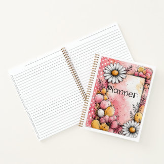 Roze Aquarel Bloemige Margriet Dagboek Notitieboek