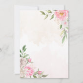 Roze Aquarel Bloemige Pioenrozen Elegante Trouwdag Kaart (Achterkant)