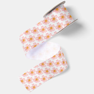 Roze Aquarel Bloemmotief Lint