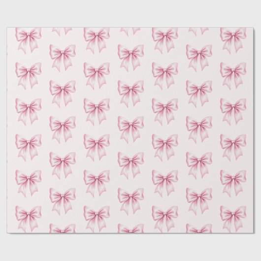 Roze Aquarel Coquette Strik Modieus Vrouwelijk Mei Cadeaupapier (Vlak)