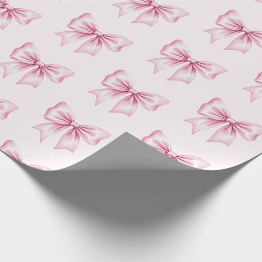 Roze Aquarel Coquette Strik Modieus Vrouwelijk Mei Cadeaupapier (Hoek)