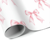 Roze Aquarel Coquette Strik Trendige Vrouwelijke M Cadeaupapier (Rol Hoek)