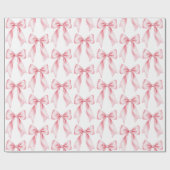 Roze Aquarel Coquette Strik Trendige Vrouwelijke M Cadeaupapier (Vlak)