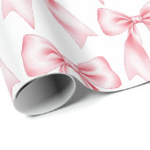 Roze Aquarel Coquette Strik Trendige Vrouwelijke M Cadeaupapier (Rol Hoek)