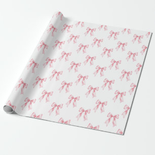 Roze Aquarel Coquette Strik trendy vrouwelijk meis Cadeaupapier