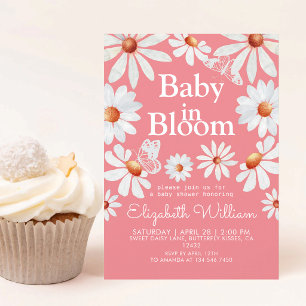 Roze Aquarel Daisy Meisje Baby Shower Kaart