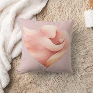 Roze Aquarel Duif Hart Worp Kussen