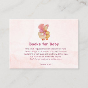 Roze Aquarel Eendje Meisje Boeken voor Baby Informatiekaartje