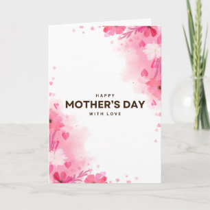 Roze Aquarel Gelukkige Moederdag Elegante Bloemen Kaart