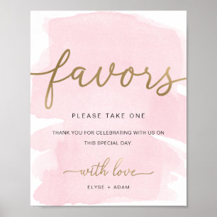 Roze Aquarel Gouden Favorieten Bord Poster