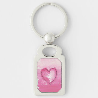 Roze Aquarel Hart Sleutelring Sleutelhanger