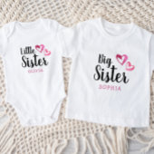 Roze Aquarel Hartjes Naam Initiaal Zus Romper