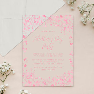 Roze Aquarel Hartjes Valentijnsdag Feest Acryl Uitnodigingen
