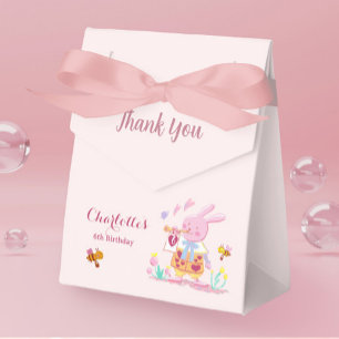 Roze Aquarel Konijn Konijntje Tuin Meisje Verjaard Bedankdoosjes