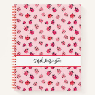 Roze Aquarel Lieveheersbeestje Patroon Handgeteken Notitieboek