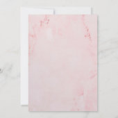 Roze Aquarel Marmer Groene Bruiloft Feest Kaart (Achterkant)